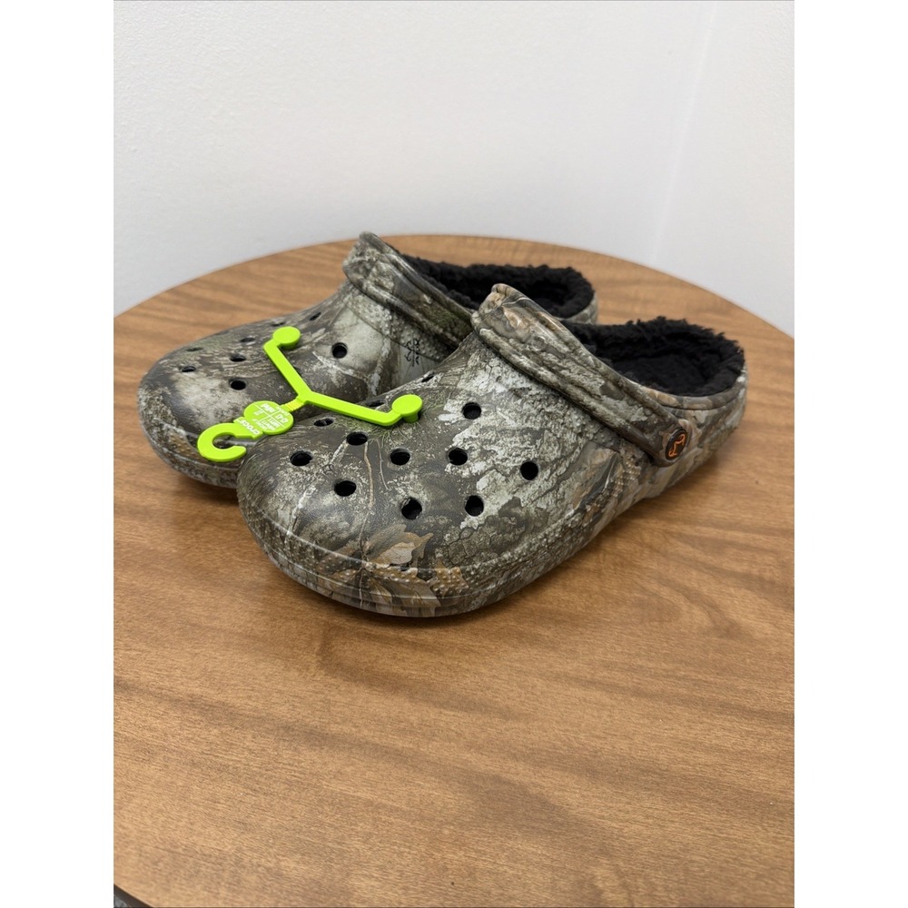Crocs Realtree APX Lined Classic Camo Clog Men 9 Women 11 Camouflage New Green - Picture 3 of 10